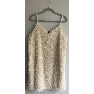 CALLIOPE WOMENS FEATHERD MINI DRESS SIZE XL - CREAM - LET'S PARTY COLLECTION NWT